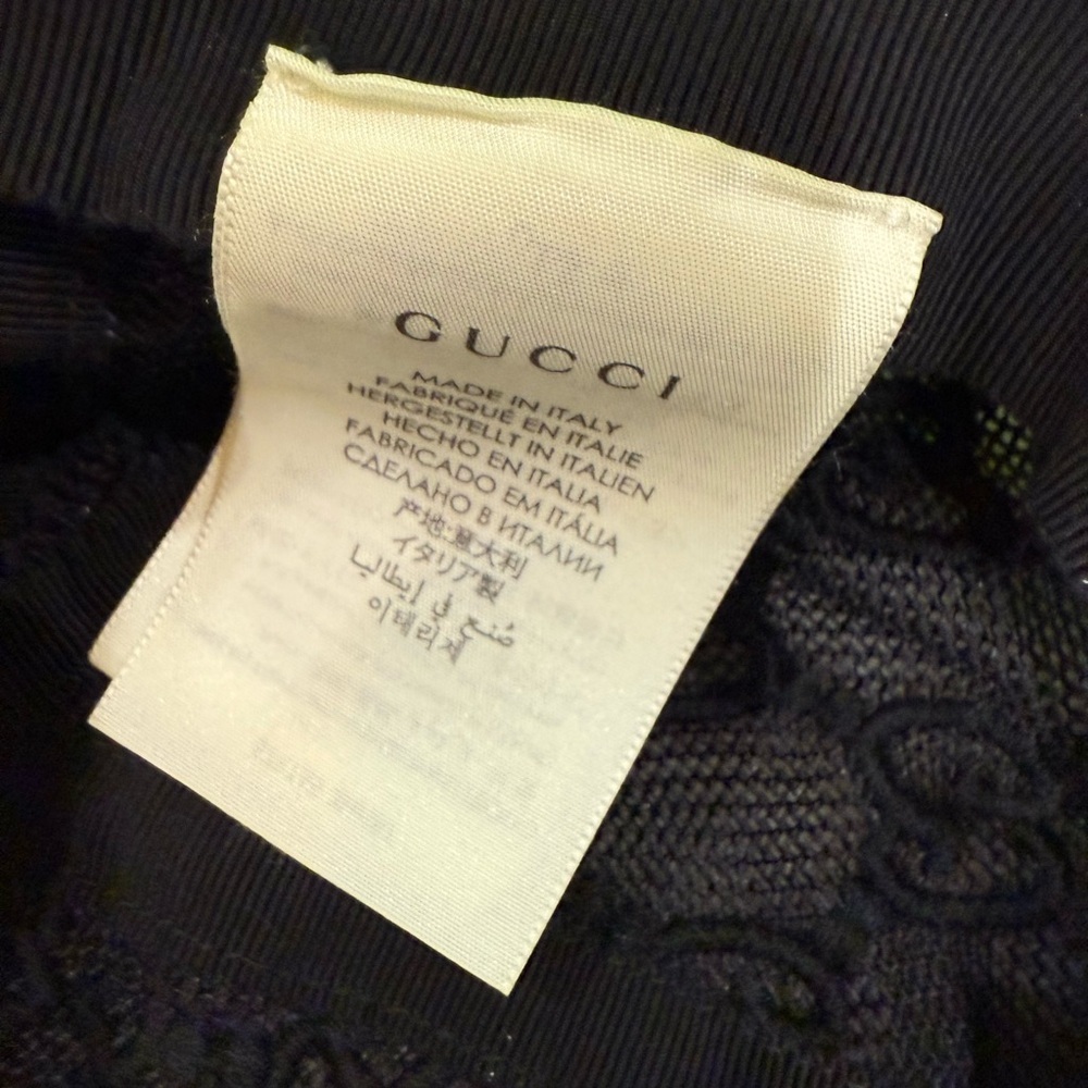 Gucci Black Lace Mesh Baseball Hat Size XL - Picture 12 of 13